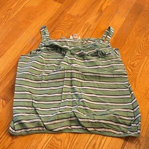 Green Striped Sleeveless Top (Size M)